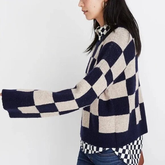 Madewell | Cardiff Checkerboard Crewneck Sweater | XS - Picture 5 of 12